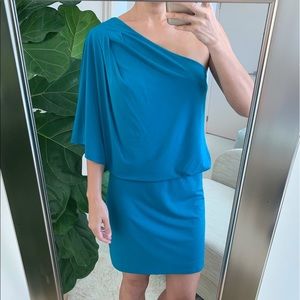 Jessica Simpson Turquoise One Shoulder Dress S